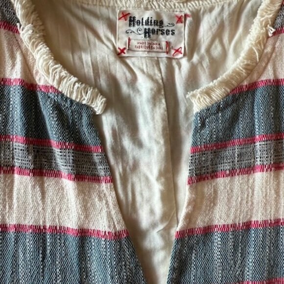 Anthropologie Holding Horses Fringe Stripe Shift Dress Size 4 - Picture 3 of 5